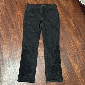 Embellished Black Straight-Leg Jeans for Women size 4
